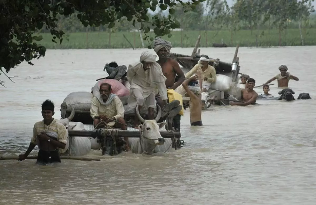 देवरिया बाढ़: सरयू नदी खतरे के निशान से ऊपर, पानी से घिरा गांव; राप्ती और गोर्रा का जलस्तर बढ़ने से लोग भयभीत हैं