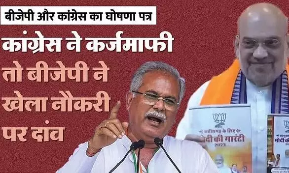 CG Election: कर्जमाफी में कांग्रेस तो नौकरियों की पेशकश में BJP आगे, जानें घोषणापत्र में किसके वादे कैसे