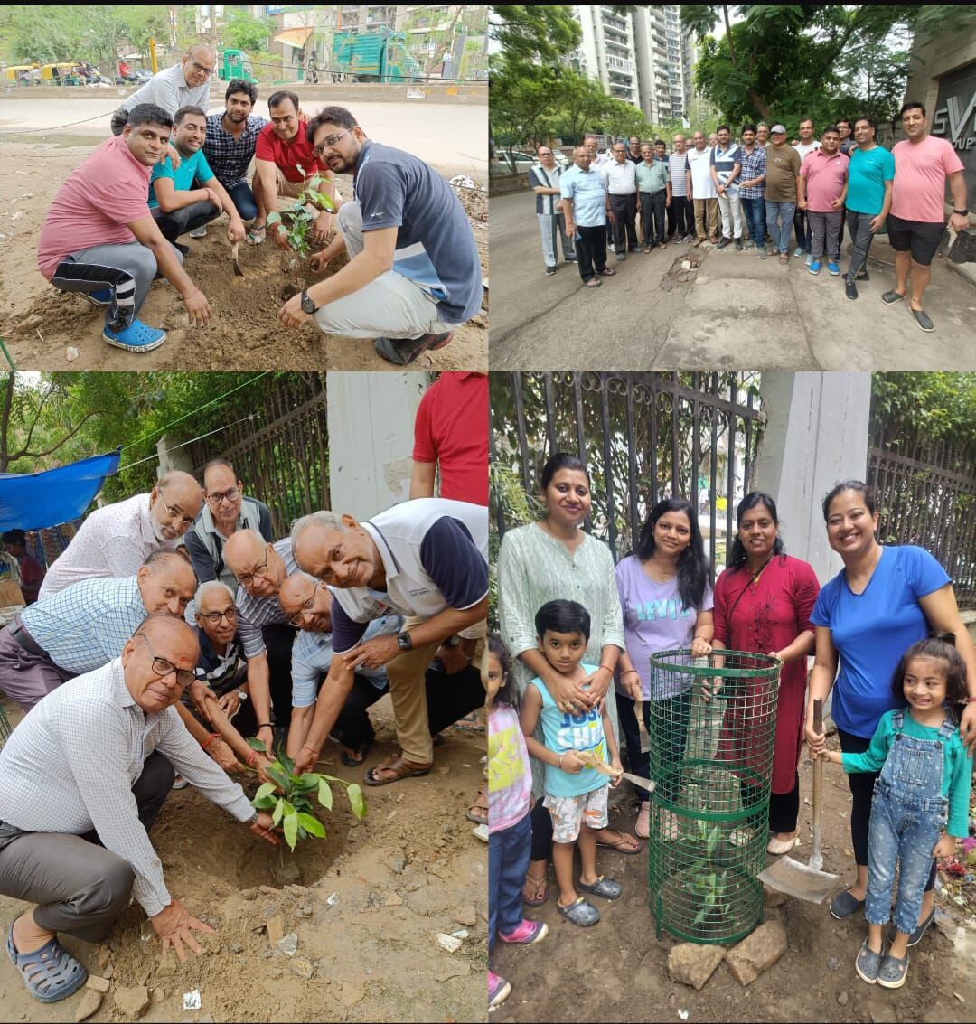 गुलमोहर रेजीडेंसी सोसाइटी के निवासियों ने अहिंसा खंड 2 में चलाया वृक्षारोपण अभियान, लगाए 121 पौधे